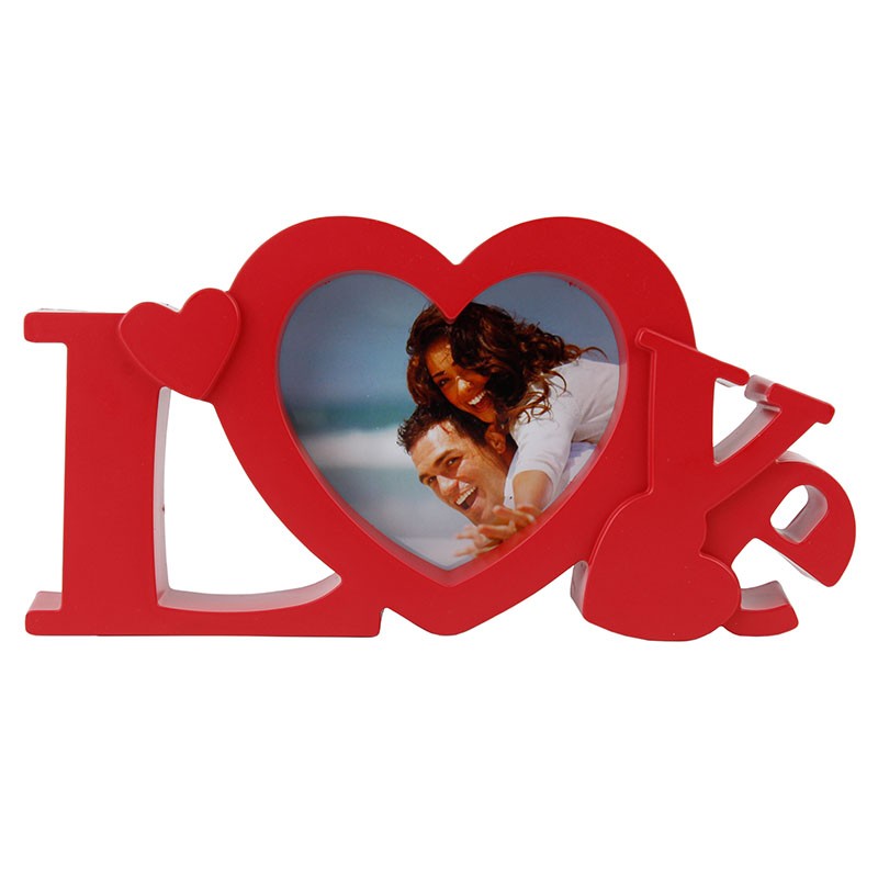 Rama foto LOVE scris volumetric, forma inimioara rosie, 22 x 11 cm - imagine 4